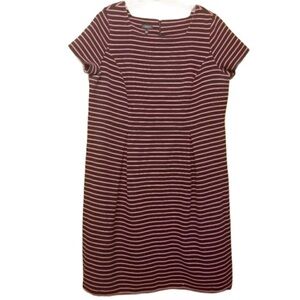 Talbots | Pink and Black Striped Fit & Flare Dress (Size 14W Petite)